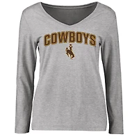 Women's Ash Wyoming Cowboys Proud Mascot Long Sleeve T-Shirt