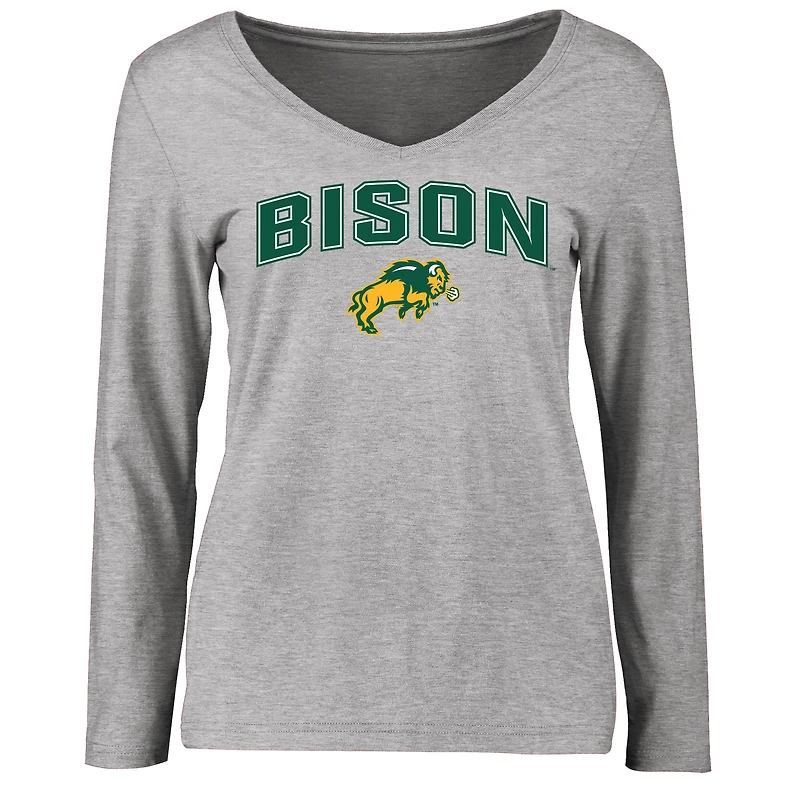 Women's Ash NDSU Bison Proud Mascot Long Sleeve T-Shirt