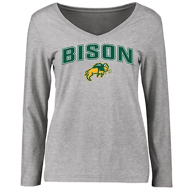 Women's Ash NDSU Bison Proud Mascot Long Sleeve T-Shirt