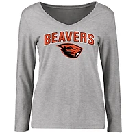 Women's Ash Oregon State Beavers Proud Mascot Long Sleeve T-Shirt