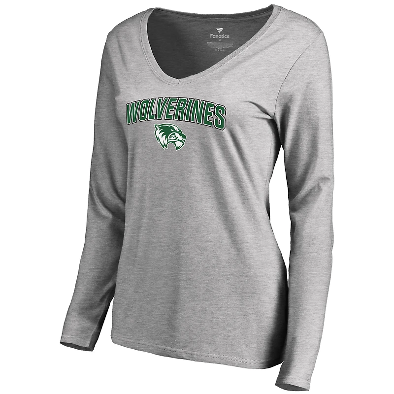 Women's Ash Utah Valley Wolverines Proud Mascot Slim Fit Long Sleeve T-Shirt