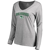Women's Ash Utah Valley Wolverines Proud Mascot Slim Fit Long Sleeve T-Shirt