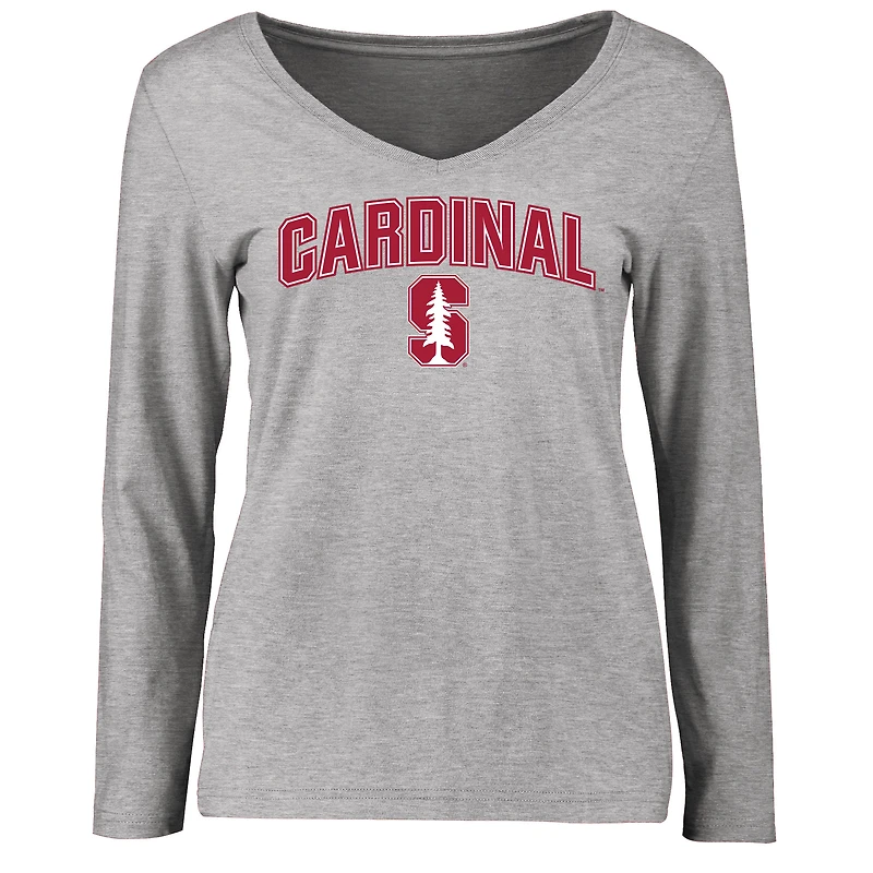 Women's Ash Stanford Cardinal Proud Mascot Long Sleeve T-Shirt