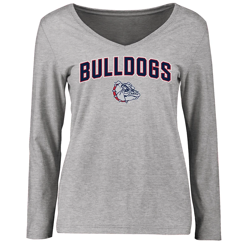Women's Ash Gonzaga Bulldogs Proud Mascot Long Sleeve T-Shirt