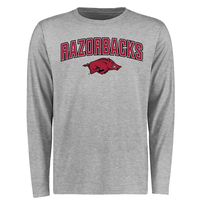 Men's Ash Arkansas Razorbacks Proud Mascot Long Sleeve T-Shirt