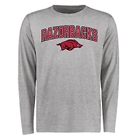 Men's Ash Arkansas Razorbacks Proud Mascot Long Sleeve T-Shirt