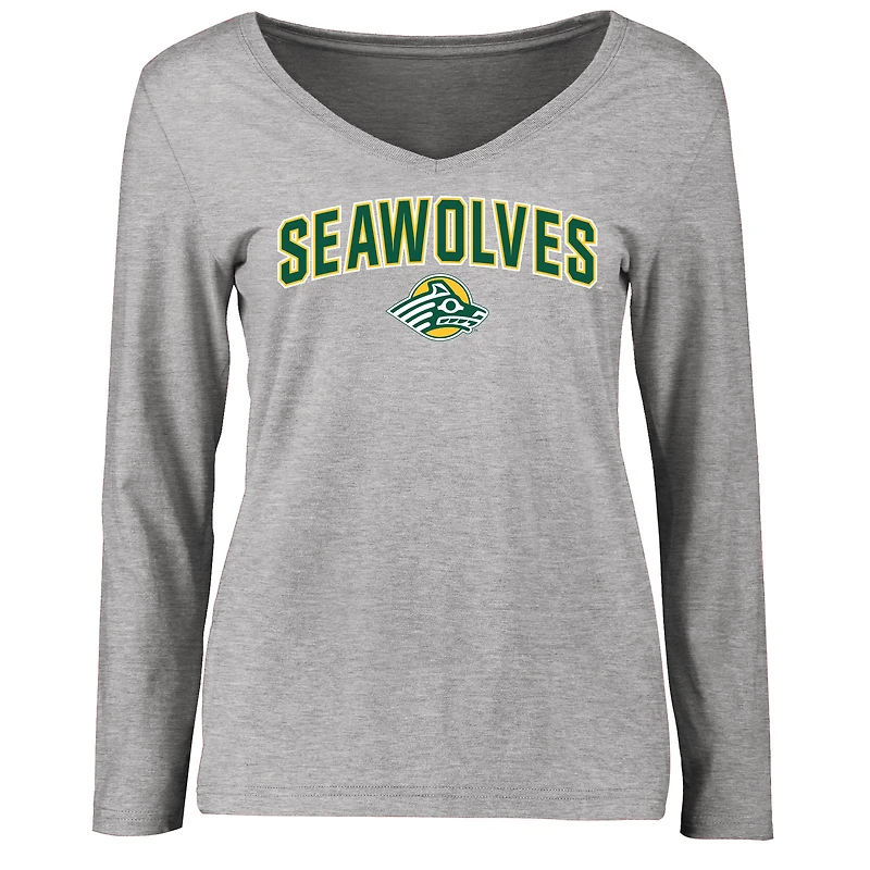Women's Ash Alaska Anchorage Seawolves Proud Mascot Long Sleeve T-Shirt