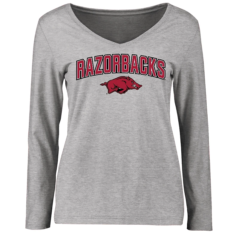 Women's Ash Arkansas Razorbacks Proud Mascot Long Sleeve T-Shirt