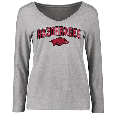 Women's Ash Arkansas Razorbacks Proud Mascot Long Sleeve T-Shirt