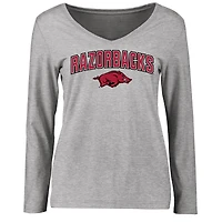 Women's Ash Arkansas Razorbacks Proud Mascot Long Sleeve T-Shirt