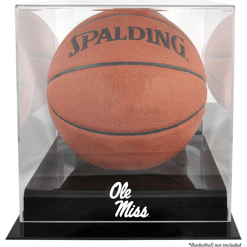 Ole Miss Rebels Black Base Logo Basketball Display Case with Mirrored Back