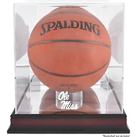 Ole Miss Rebels Mahogany Antique Finish Logo Basketball Display Case with Mirror Back