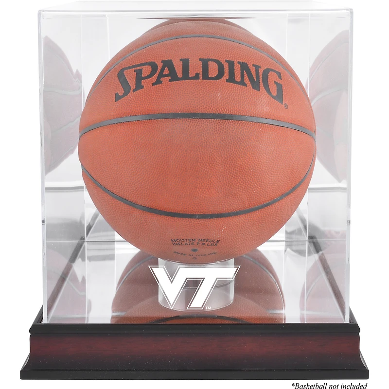 Virginia Tech Hokies Mahogany Antique Finish Logo Basketball Display Case with Mirror Back