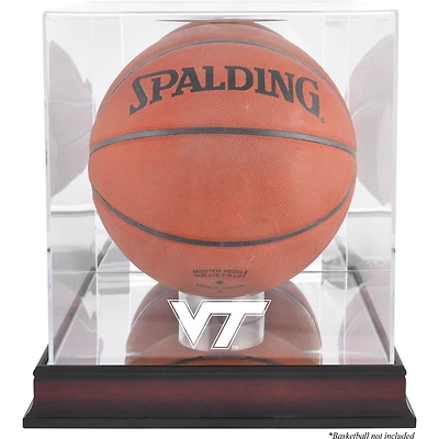 Virginia Tech Hokies Mahogany Antique Finish Logo Basketball Display Case with Mirror Back