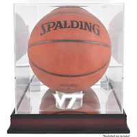 Virginia Tech Hokies Mahogany Antique Finish Logo Basketball Display Case with Mirror Back