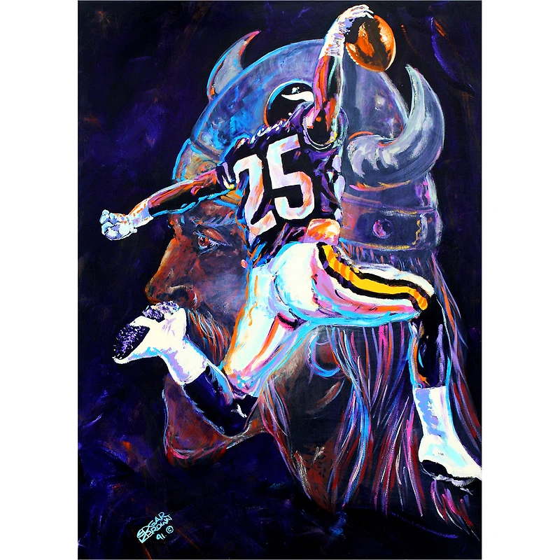 Minnesota Vikings Deacon Jones Foundation "Spirit of the Norsemen" Fine Art Canvas Print 24" x 36" by Artist Edgar Brown