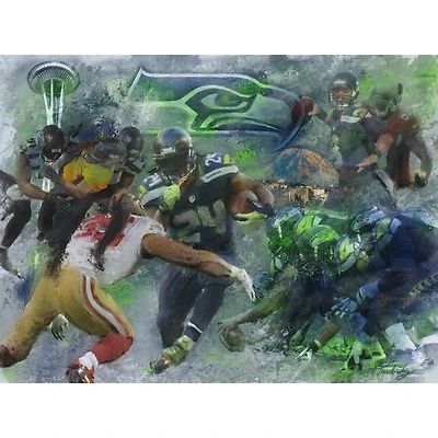 Seattle Seahawks Deacon Jones Foundation "By Sea Land and Air" Deacon Jones Foundation Fine Art Canvas Print 36" x 48" by Artist Mark Trubisky