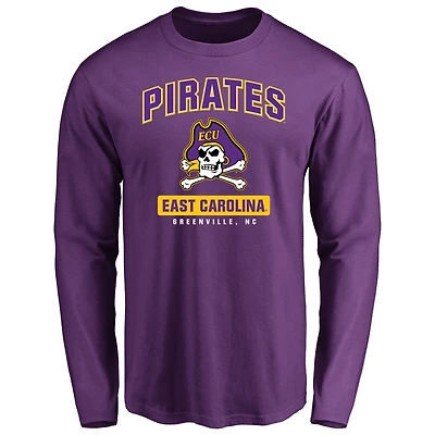 Men's Purple East Carolina Pirates Campus Icon Long Sleeve T-Shirt