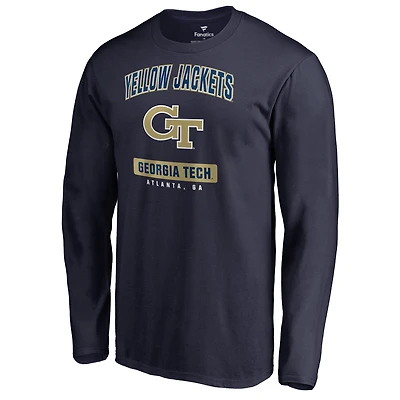 Men's Navy Georgia Tech Yellow Jackets Campus Icon Long Sleeve T-Shirt
