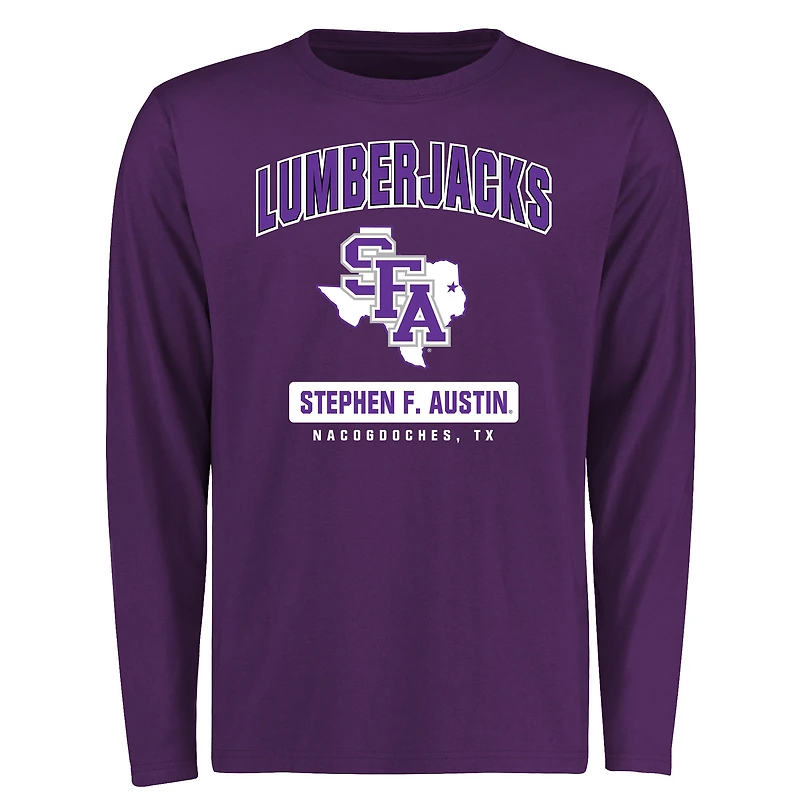 Men's Purple Stephen F Austin Lumberjacks Campus Icon Long Sleeve T-Shirt
