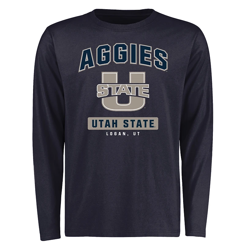 Men's Navy Utah State Aggies Campus Icon Long Sleeve T-Shirt