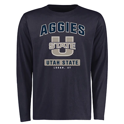 Men's Navy Utah State Aggies Campus Icon Long Sleeve T-Shirt