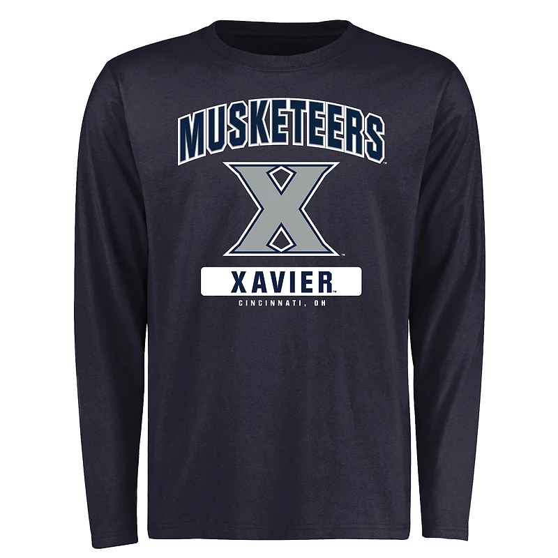 Men's Navy Xavier Musketeers Campus Icon Long Sleeve T-Shirt