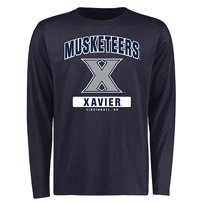 Men's Navy Xavier Musketeers Campus Icon Long Sleeve T-Shirt
