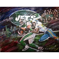 NY Jets vs. Miami Dolphins Deacon Jones Foundation Fine Art Canvas Print 28" x 36" by Artist Daniel Leeland Woodward