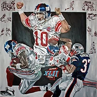 NY Giants Deacon Jones Foundation Super Bowl XLII Fine Art Canvas Print 48" x 48" by Artist David Courson