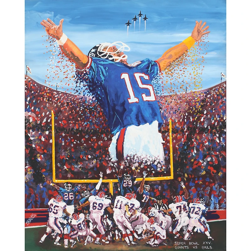 NY Giants Deacon Jones Foundation Super Bowl XXV "Triumph in Tampa" Fine Art Canvas Print 24" x 36" by Artist Edgar Brown