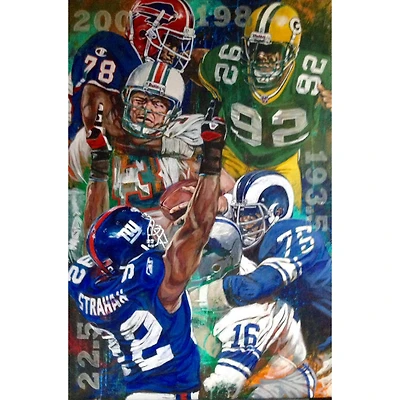 Deacon Jones Bubba Smith Michael Strahan and Reggie White "Sack Leaders" Fine Art Canvas Print 24" x 36" by Artist Robert Hurst