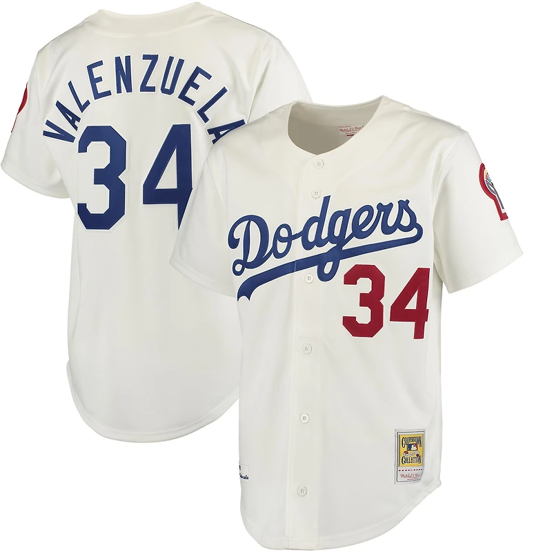 Men's Mitchell & Ness Fernando Valenzuela White Los Angeles Dodgers Authentic Jersey