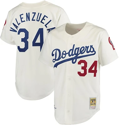 Men's Mitchell & Ness Fernando Valenzuela White Los Angeles Dodgers Authentic Jersey