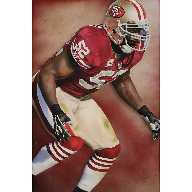 San Francisco 49ers "Patrick Willis" Deacon Jones Foundation Fine Art Canvas Print 18" x 24" by Artist Rob Jackson