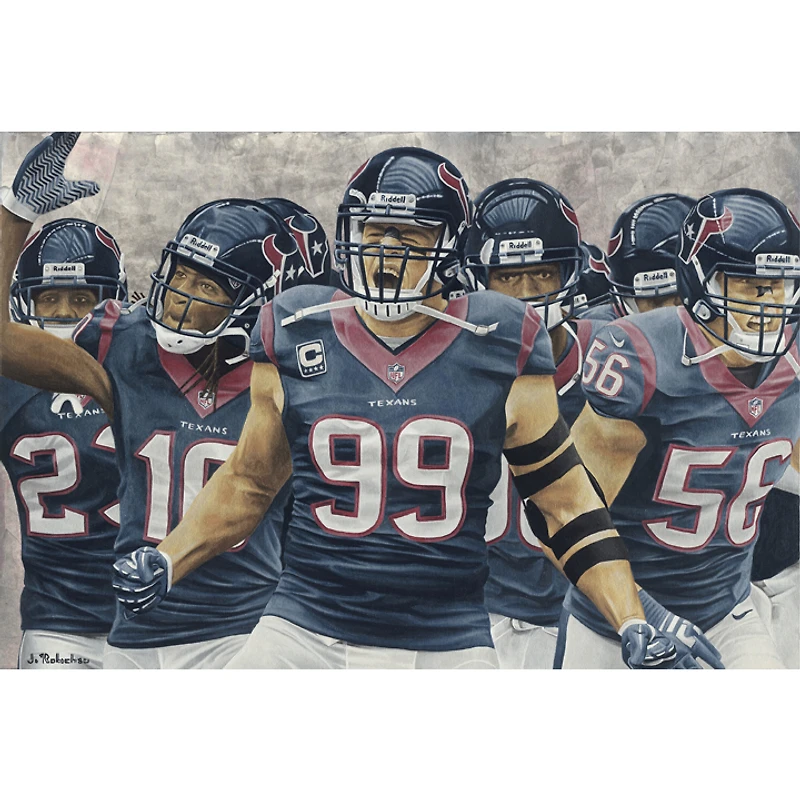 Houston Texans "J.J. Watts" Deacon Jones Foundation Fine Art Canvas Print 24" x 34" by Artist Jason Robichau