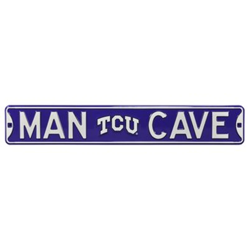 Purple TCU Horned Frogs 6" x 36" Man Cave Steel Street Sign