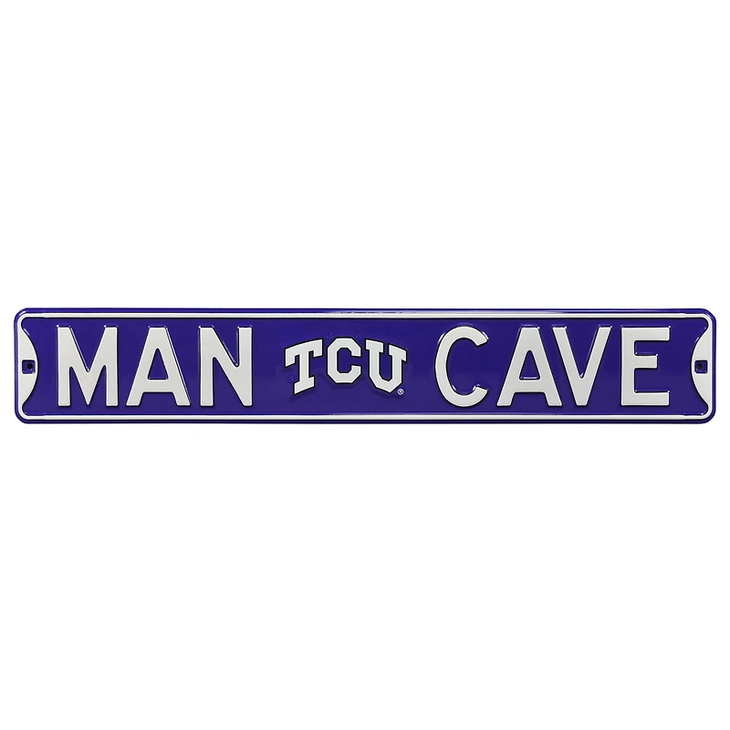 Purple TCU Horned Frogs 6" x 36" Man Cave Steel Street Sign