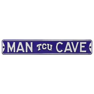 Purple TCU Horned Frogs 6" x 36" Man Cave Steel Street Sign