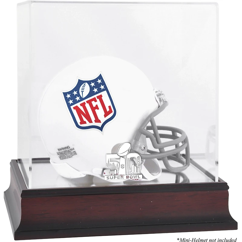 Super Bowl 50 Mahogany Mini Helmet Logo Display Case