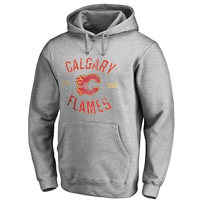 Men's Ash Calgary Flames Heritage Pullover Hoodie