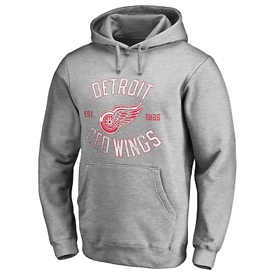 Men's Ash Detroit Red Wings Heritage Pullover Hoodie
