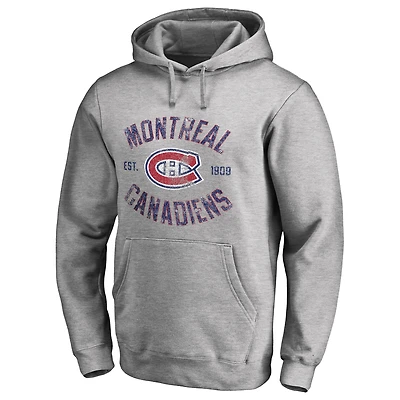 Men's Ash Montreal Canadiens Heritage Pullover Hoodie