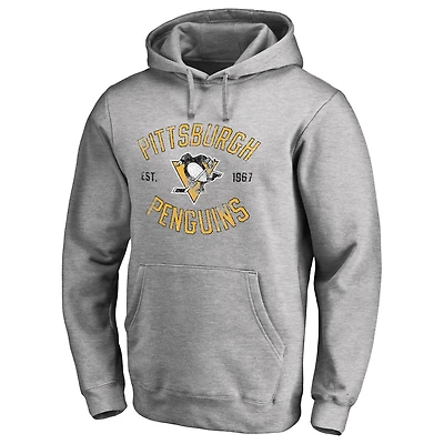 Men's Ash Pittsburgh Penguins Heritage Pullover Hoodie