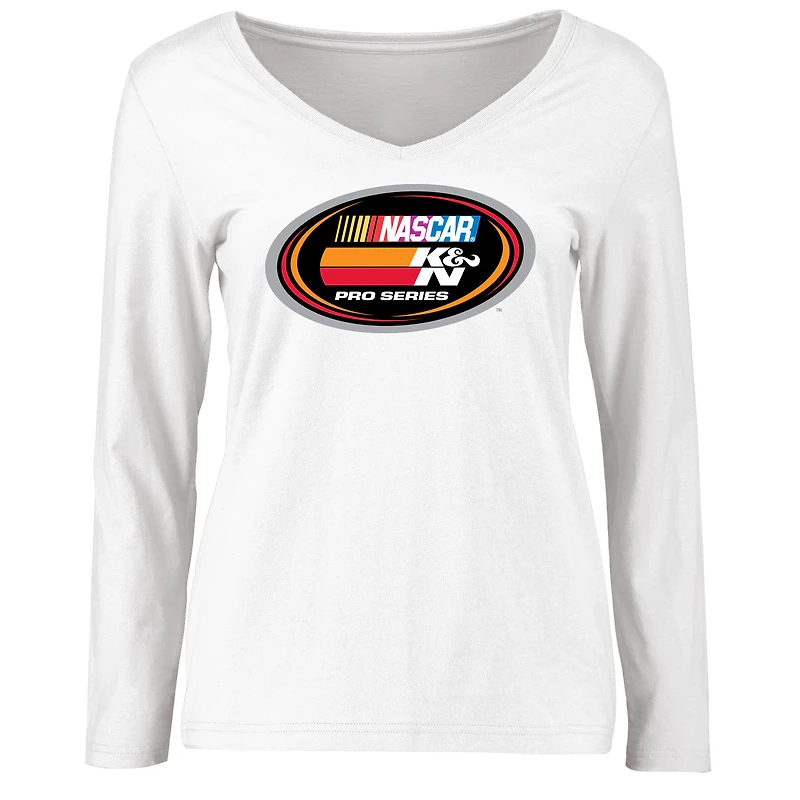 Women's White NASCAR K&N Pro Series Logo Long Sleeve T-Shirt