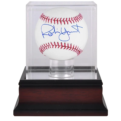 Robin Yount Milwaukee Brewers Autographed Baseball and Mahogany Baseball Display Case