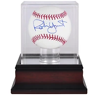 Robin Yount Milwaukee Brewers Autographed Baseball and Mahogany Baseball Display Case