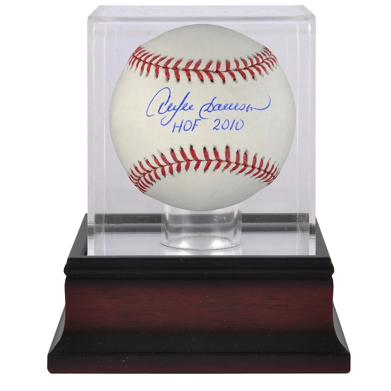 Andre Dawson Chicago Cubs Autographed Baseball with "HOF 2010" Inscription and Mahogany Baseball Display Case