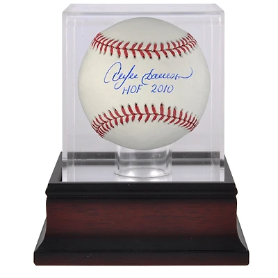 Andre Dawson Chicago Cubs Autographed Baseball with "HOF 2010" Inscription and Mahogany Baseball Display Case