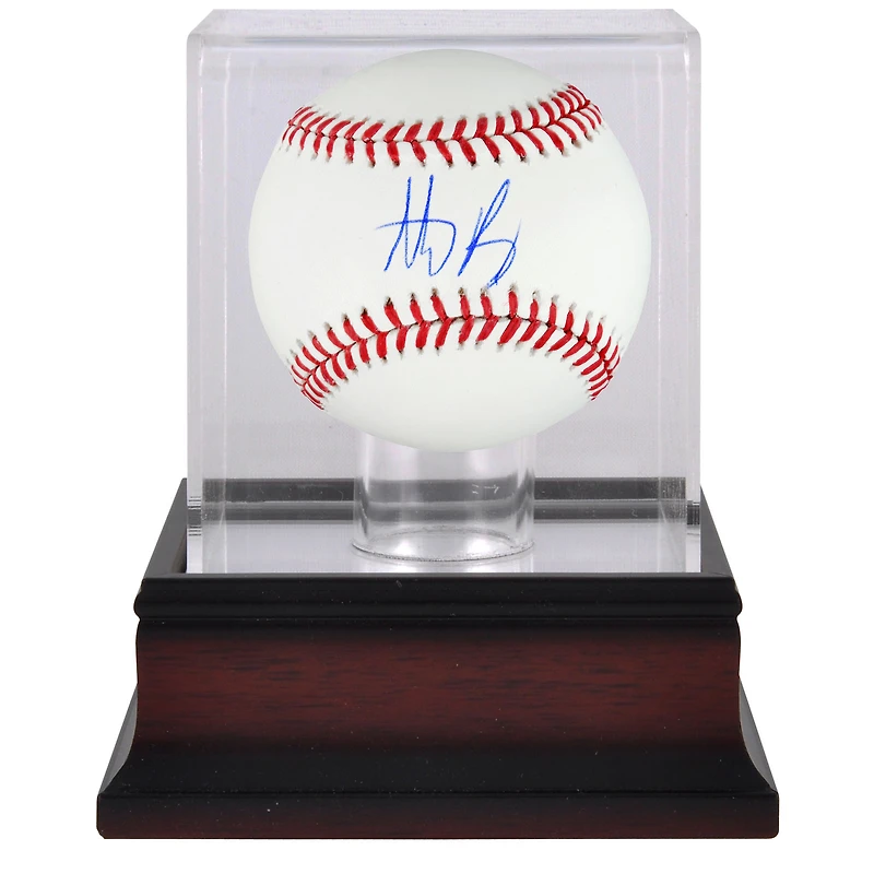 Anthony Rizzo New York Yankees Autographed Baseball and Mahogany Baseball Display Case